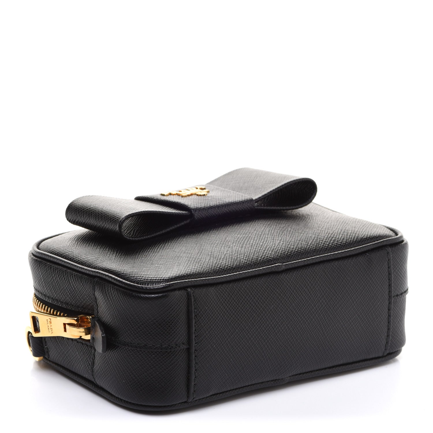 Prada Saffiano Fiocco Bow Camera Crossbody Bag Black 4 of 11