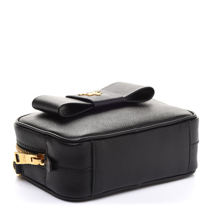 Prada Saffiano Fiocco Bow Camera Crossbody Bag Black 4 of 11