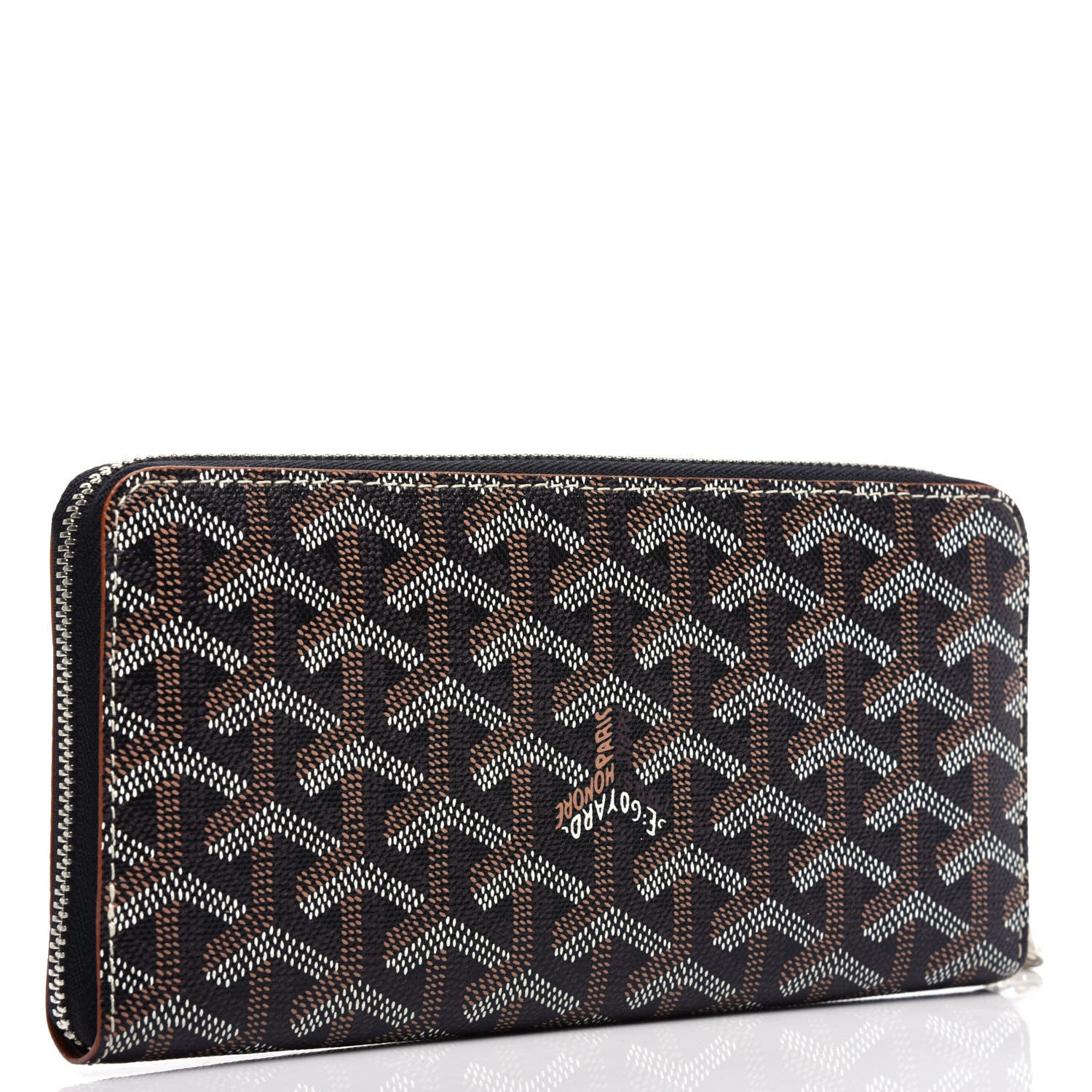 Goyard Goyardine Matignon Zip Around GM Wallet Black Gold 3 of 7