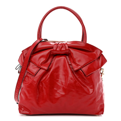 Valentino Garavani Patent Lacca Bow Dome Tote Red 1 of 22