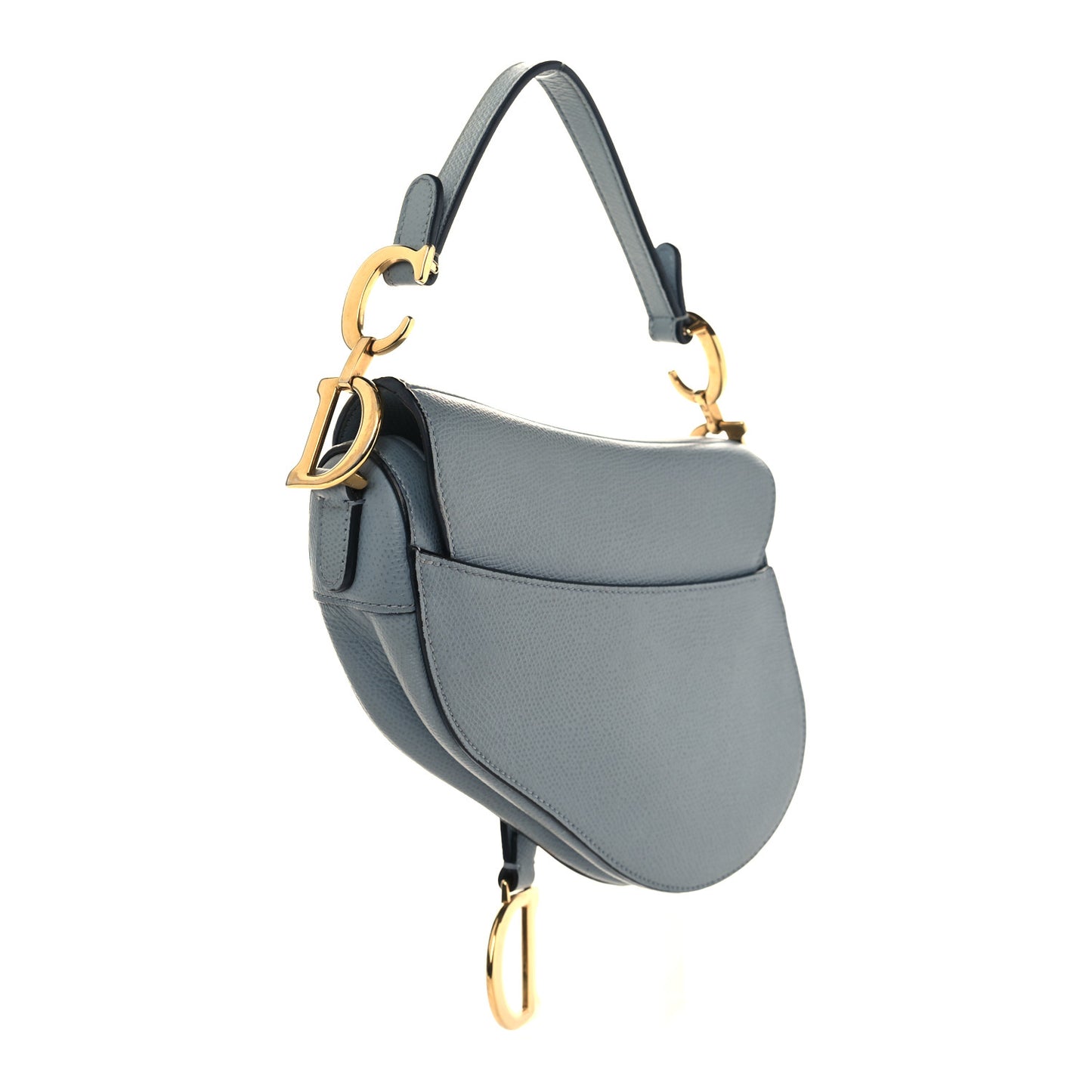 Grained Calfskin Mini Saddle Bag Sky Blue