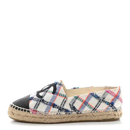 Chanel Tweed Grosgrain CC Espadrilles 36 White Blue Pink Green Black 1 of 17