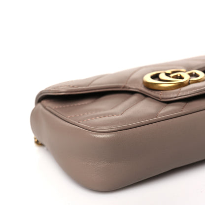 Gucci Calfskin Matelasse Super Mini GG Marmont Shoulder Bag Porcelain Rose 9 of 10