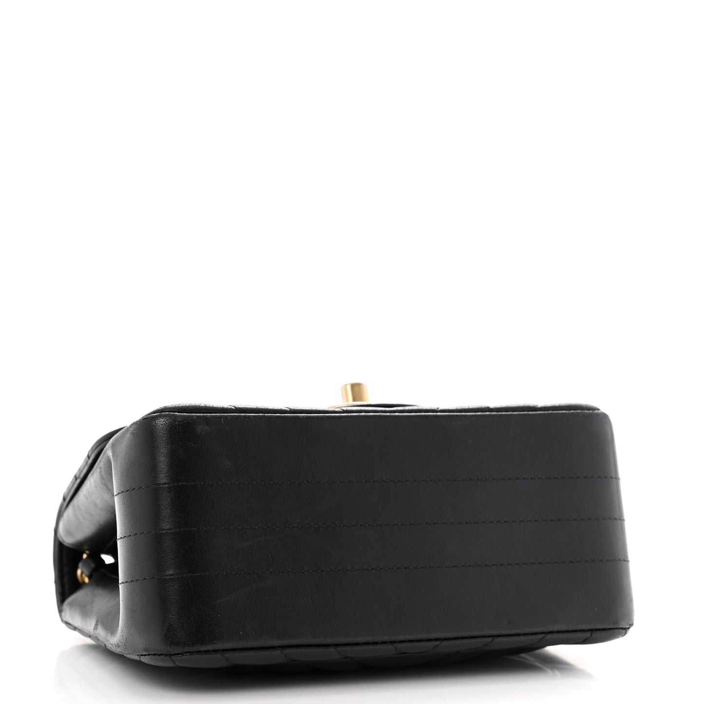 Lambskin Chevron Quilted Mini Square Flap Black