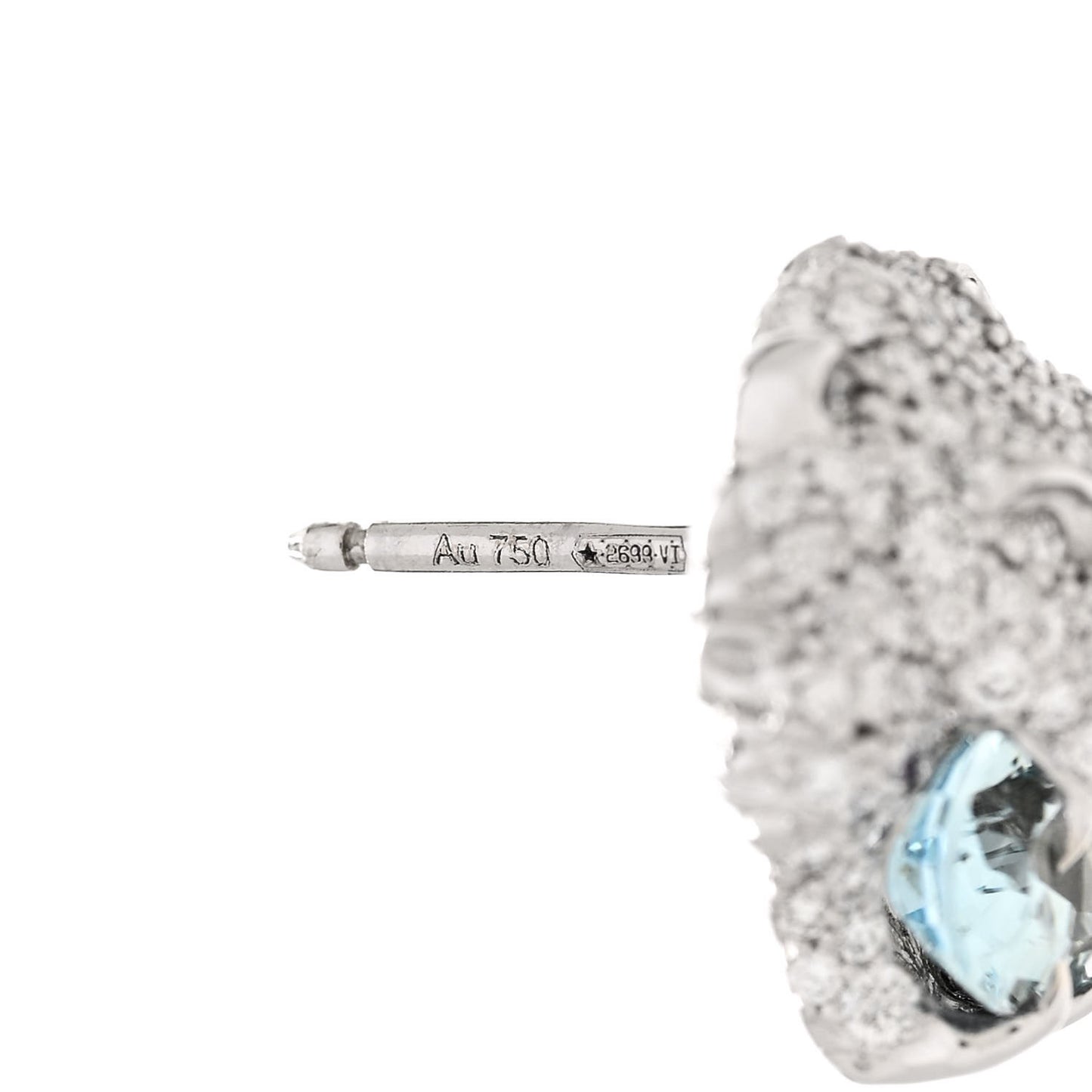 18K White Gold Diamond Aquamarine Lion Head Earrings