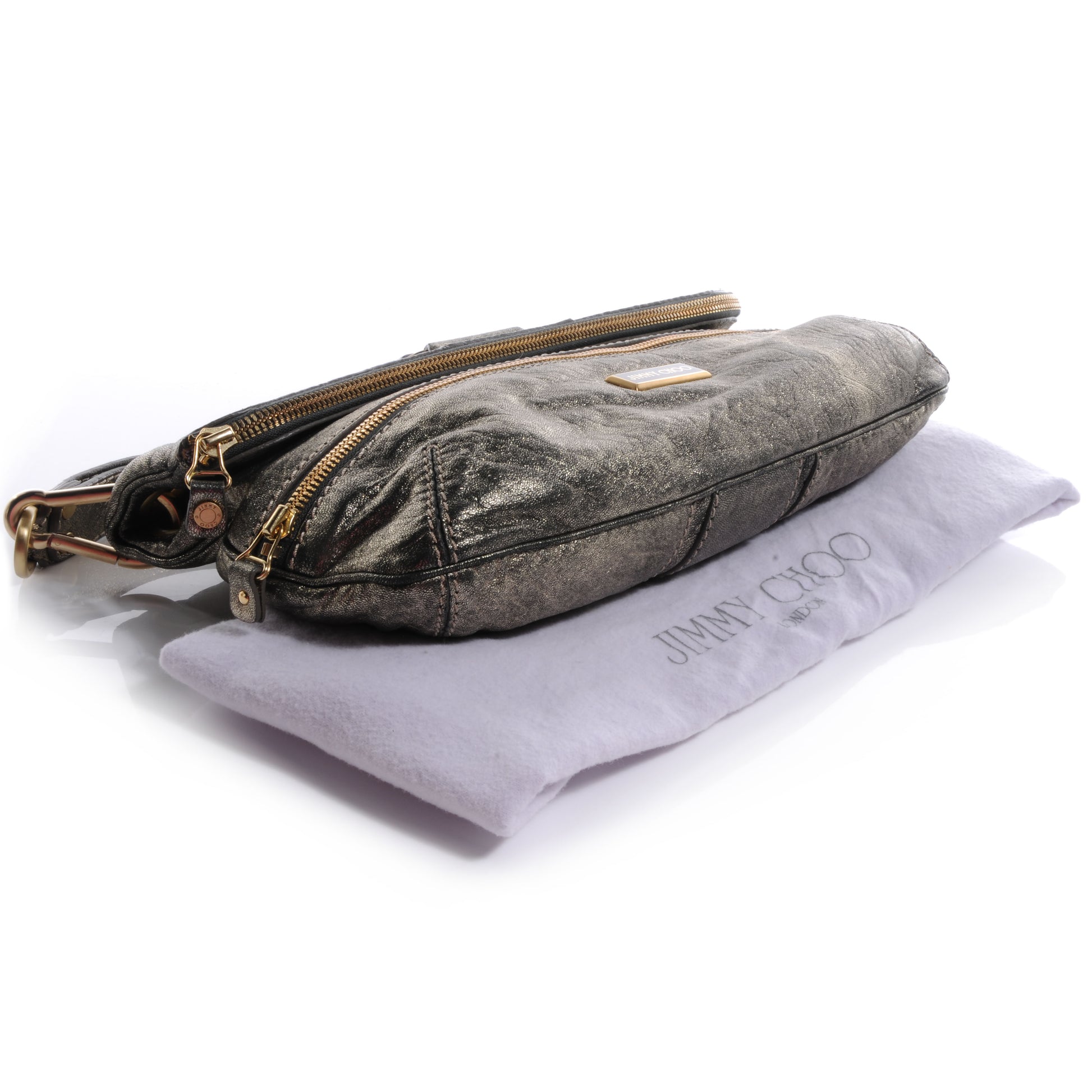 Jimmy Choo Leather Mave Foldover Clutch Metallic 4 of 7