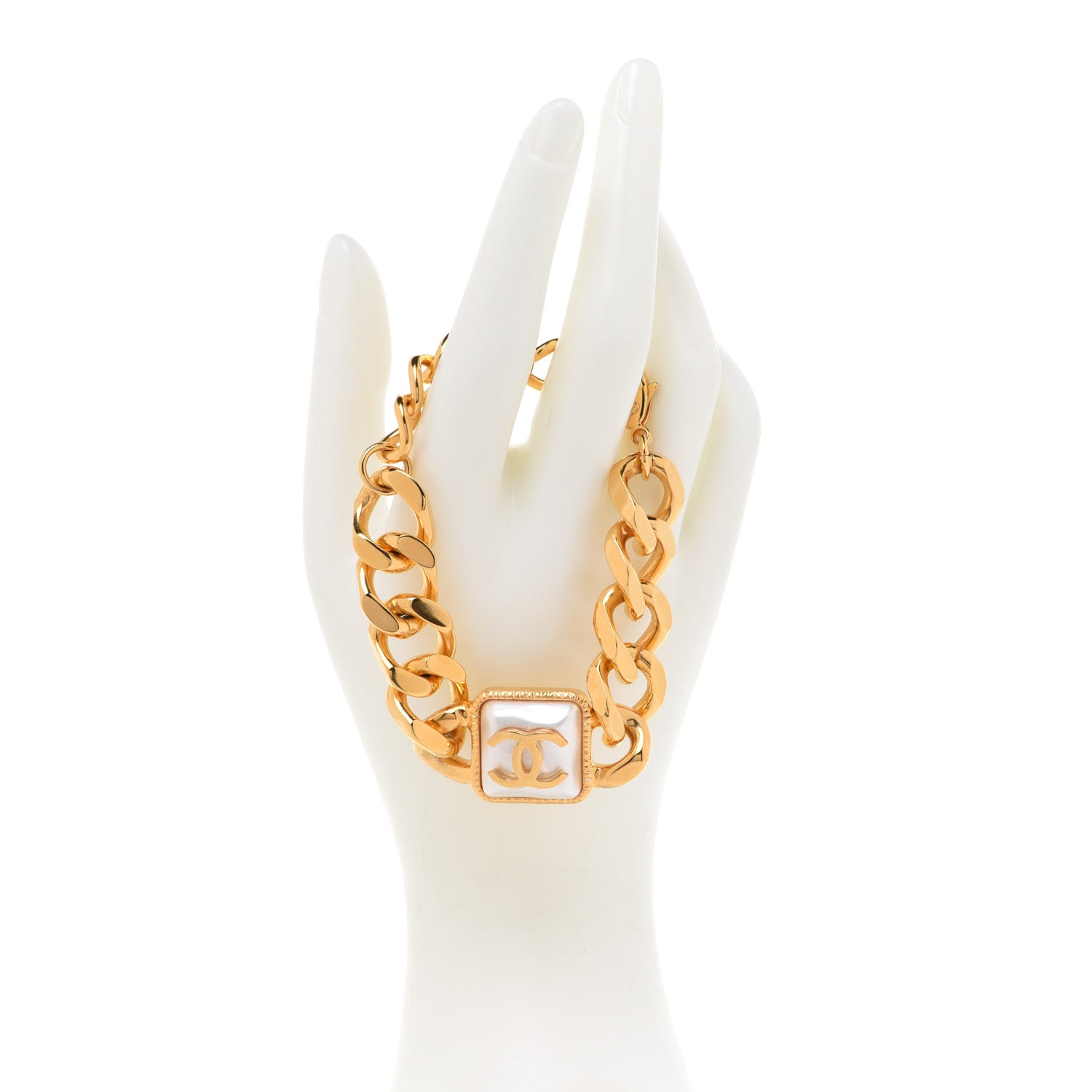 Chanel Pearl CC Chain Link Bracelet Gold 2 of 6