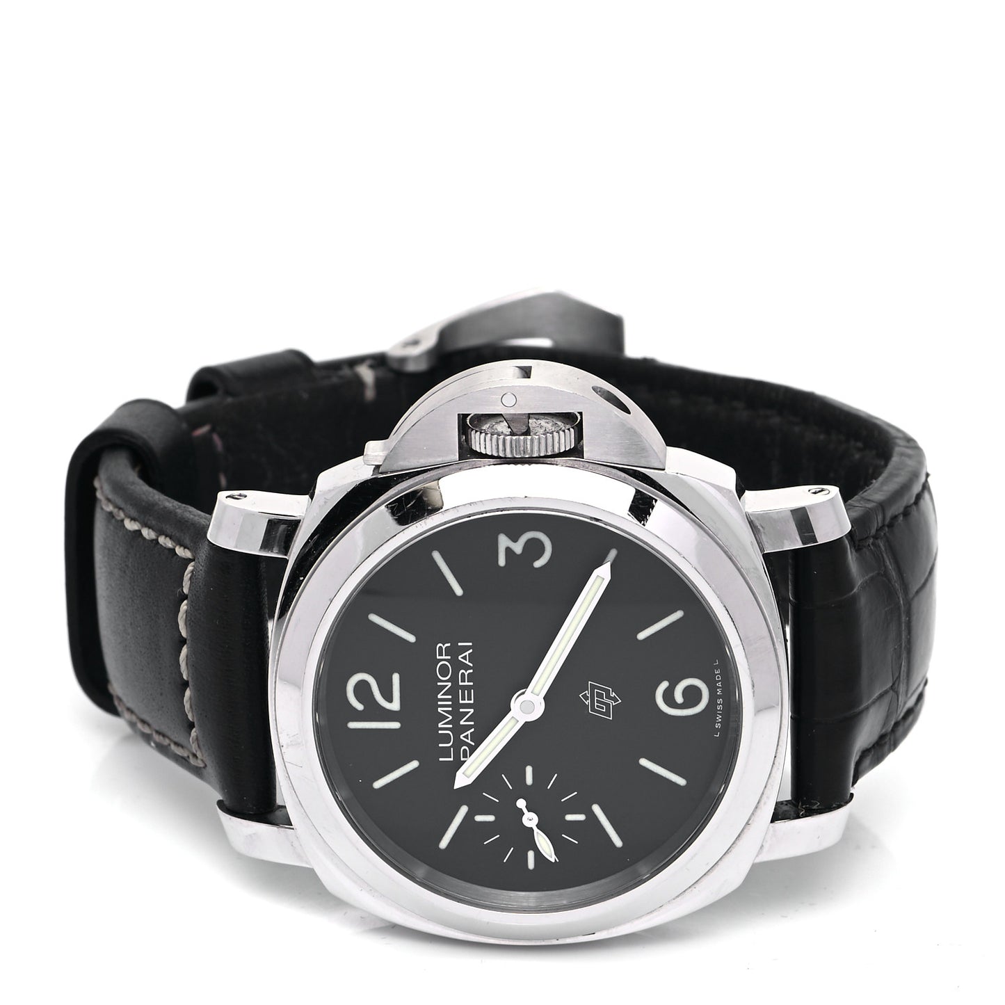 Stainless Steel Alligator 44mm Luminor Logo 1950 Automatic Watch Black PAM01084