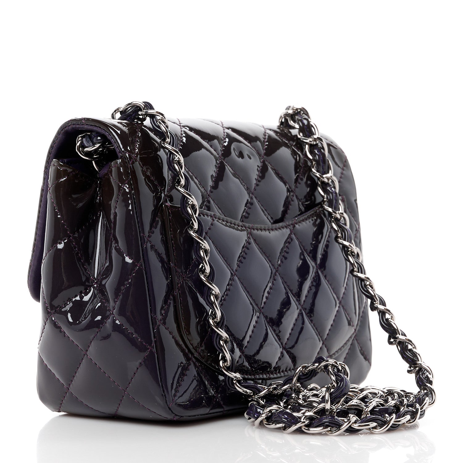 Chanel Patent Calfskin Quilted Mini Square Flap Purple 3 of 13