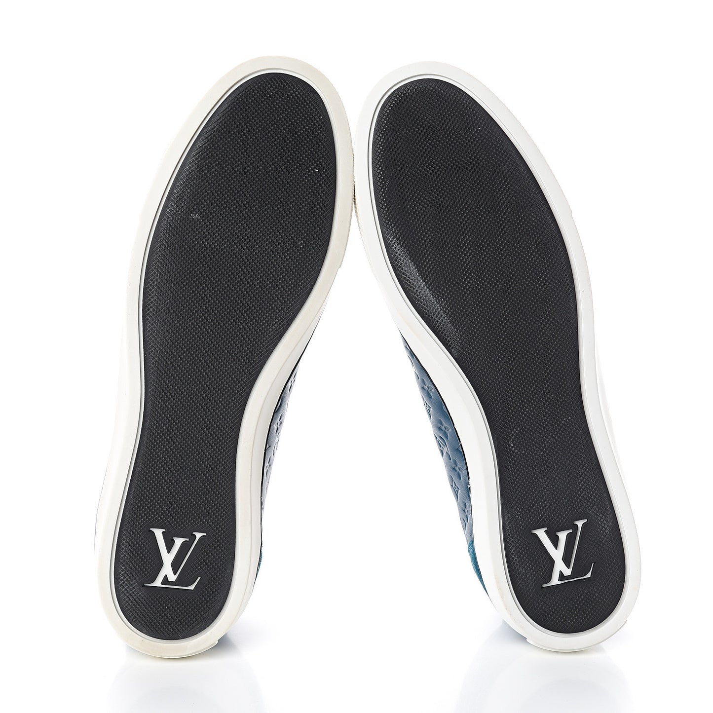 Calfskin Embossed Monogram Punchy Sneakers 37 Navy
