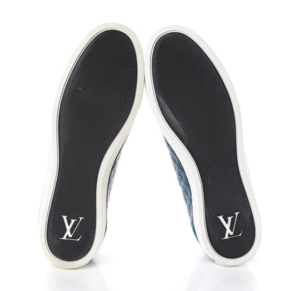 Louis Vuitton Calfskin Embossed Monogram Punchy Sneakers 37 Navy 6 of 6