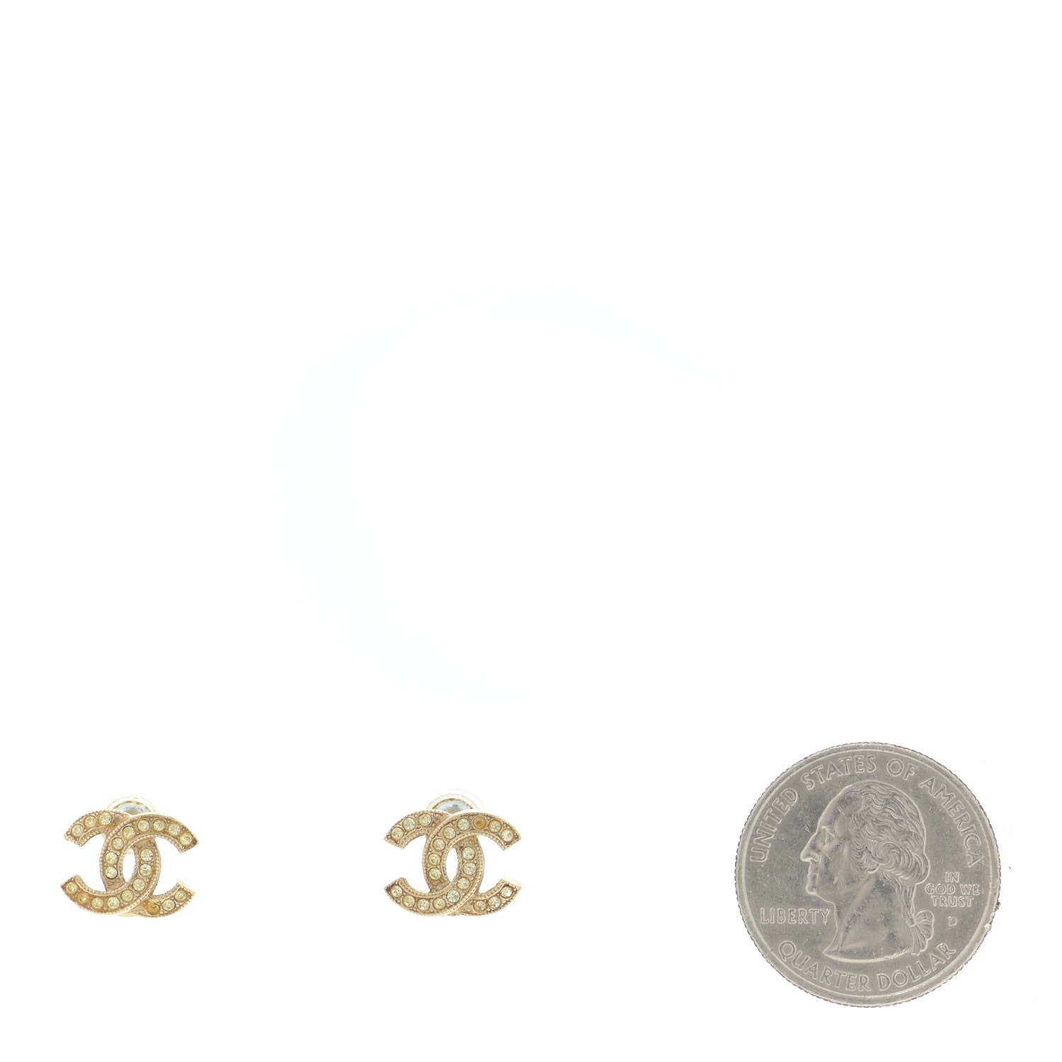 Chanel Crystal CC Earrings Gold 2 of 7