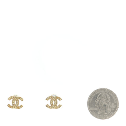 Chanel Crystal CC Earrings Gold 2 of 7