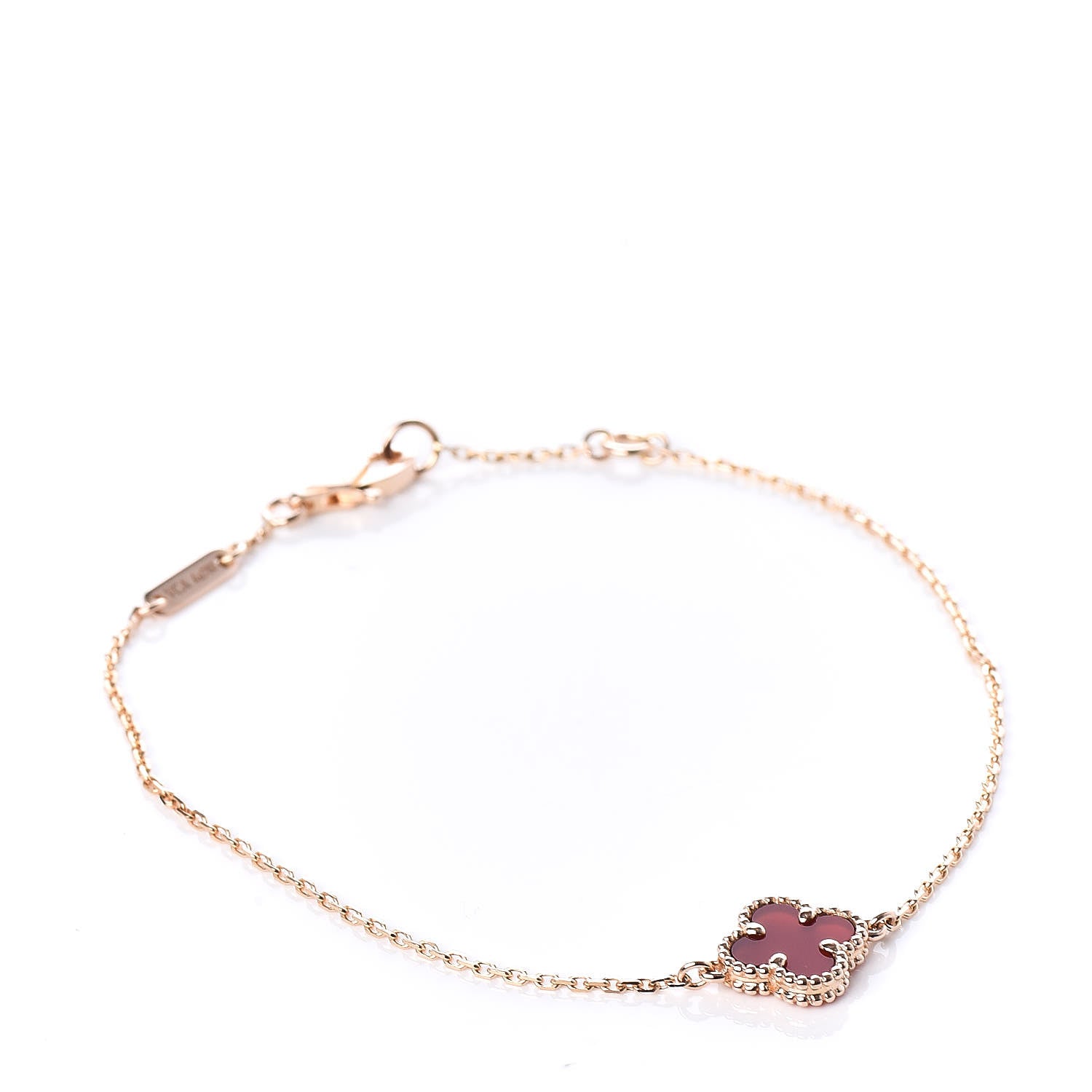 Van Cleef & Arpels 18K Rose Gold Carnelian Sweet Alhambra Bracelet 1 of 7