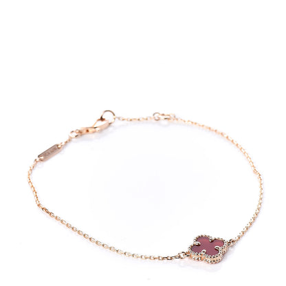 Van Cleef & Arpels 18K Rose Gold Carnelian Sweet Alhambra Bracelet 1 of 7
