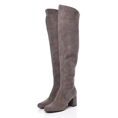 Saint Laurent Suede Babies Over The Knee Boots 39.5 Brown 3 of 8