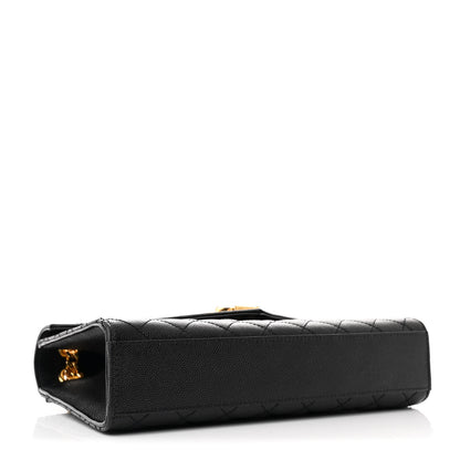 Saint Laurent Grain De Poudre Textured Mixed Matelasse Triquilt Medium Monogram Satchel Black 4 of 10