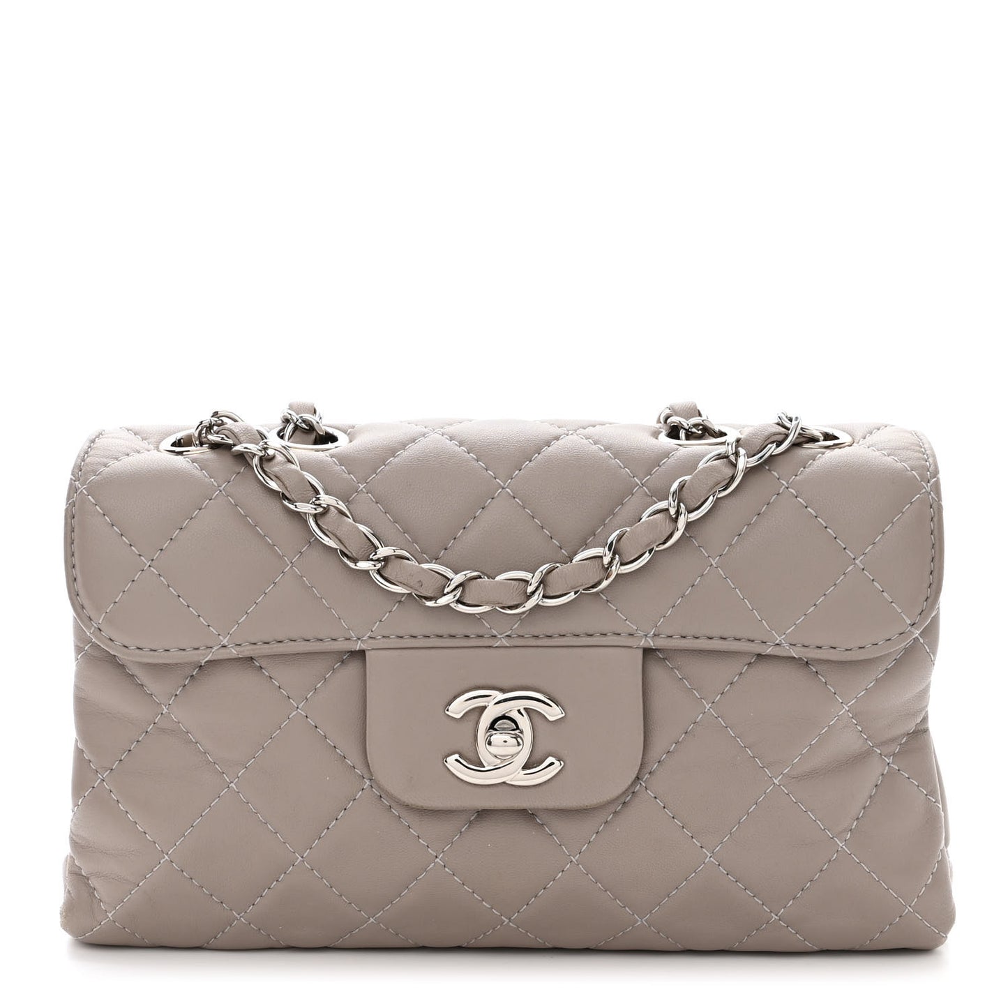 Lambskin Quilted Small Chanel 4 Flap Grey
