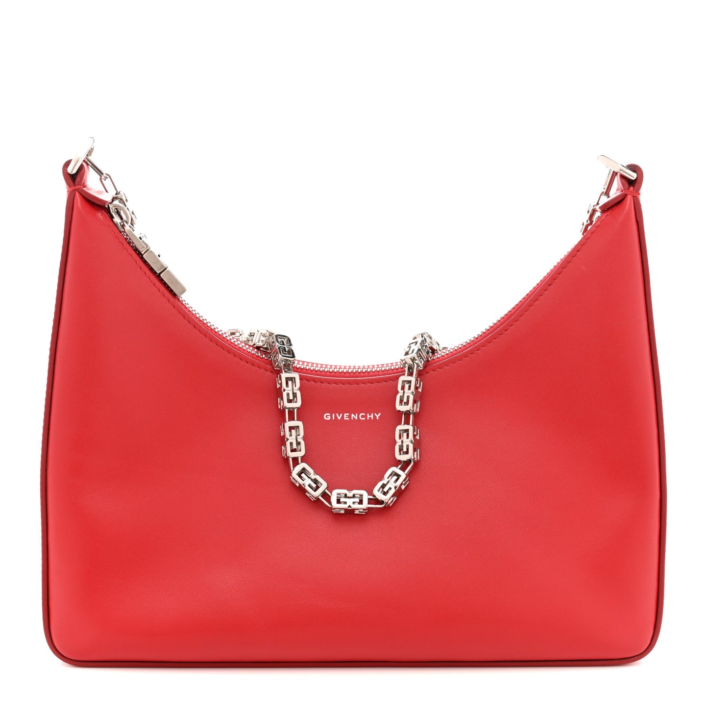 Smooth Calfskin Small Moon Cut Out Shoulder Bag Dark Red