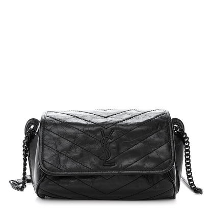 Saint Laurent Crinkled Calfskin Matelasse Monogram Niki Body Bag Black 1 of 10