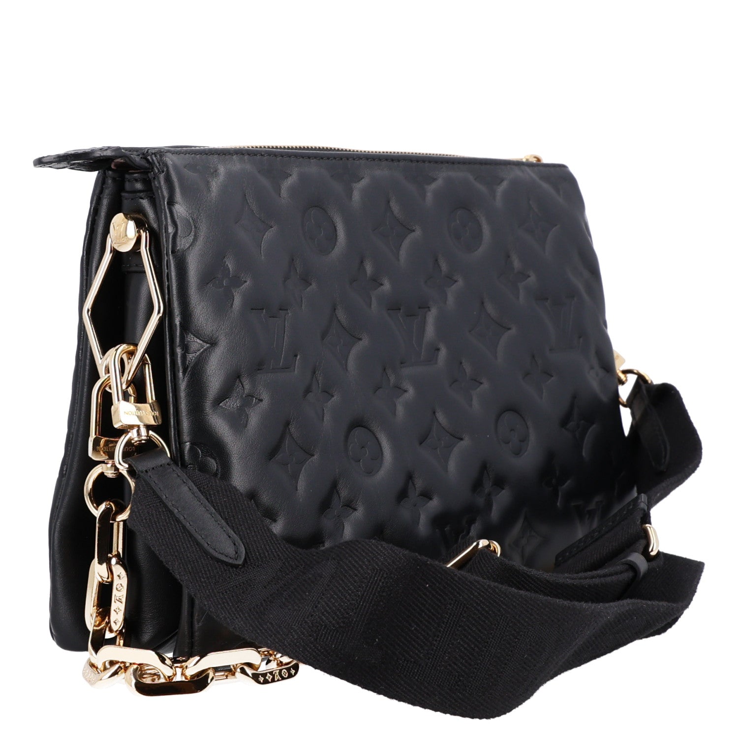 Louis Vuitton Lambskin Embossed Monogram Coussin PM Black 4 of 11
