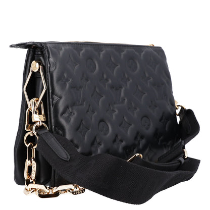 Louis Vuitton Lambskin Embossed Monogram Coussin PM Black 4 of 11