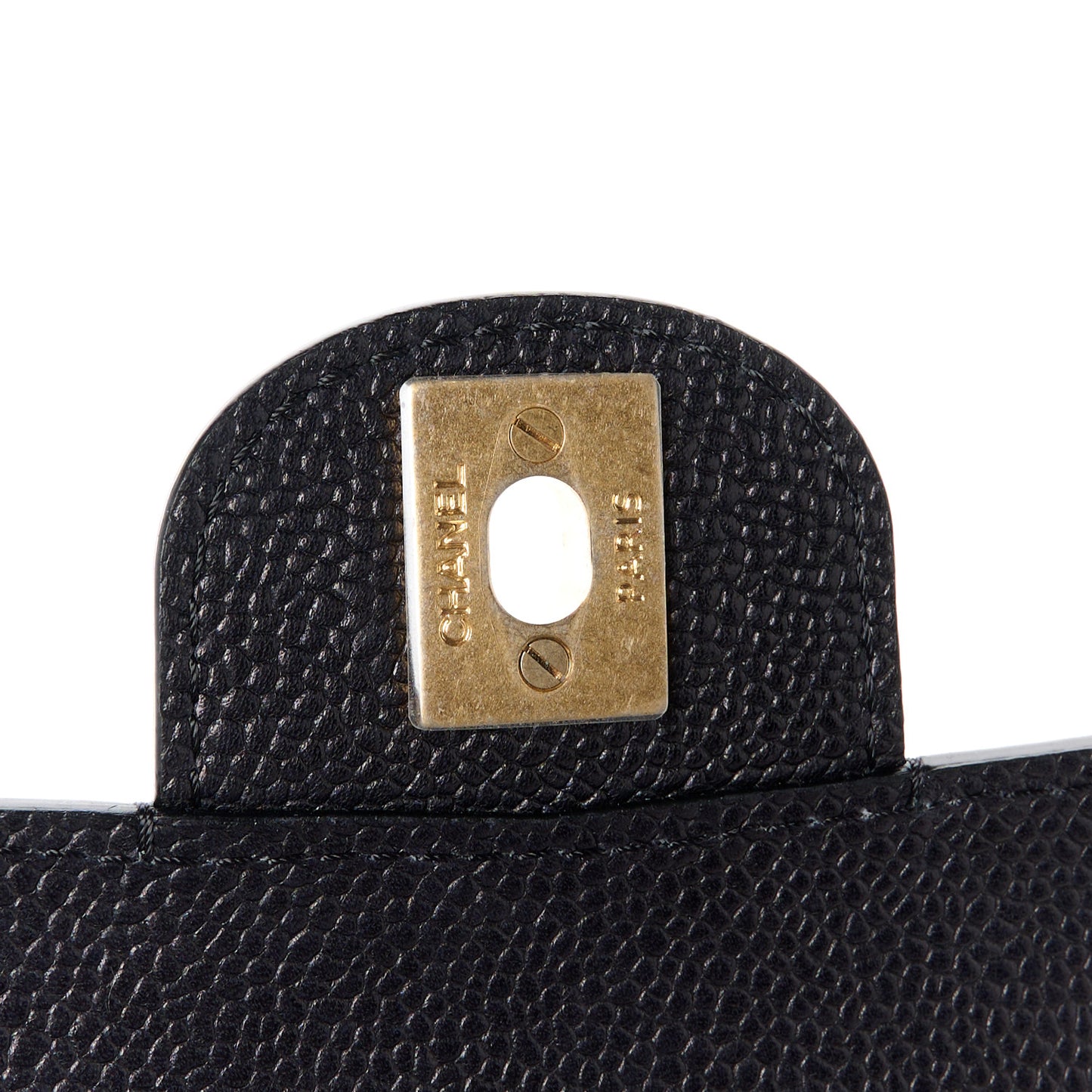 Grained Calfskin Mini Square Classic Pure Flap Black