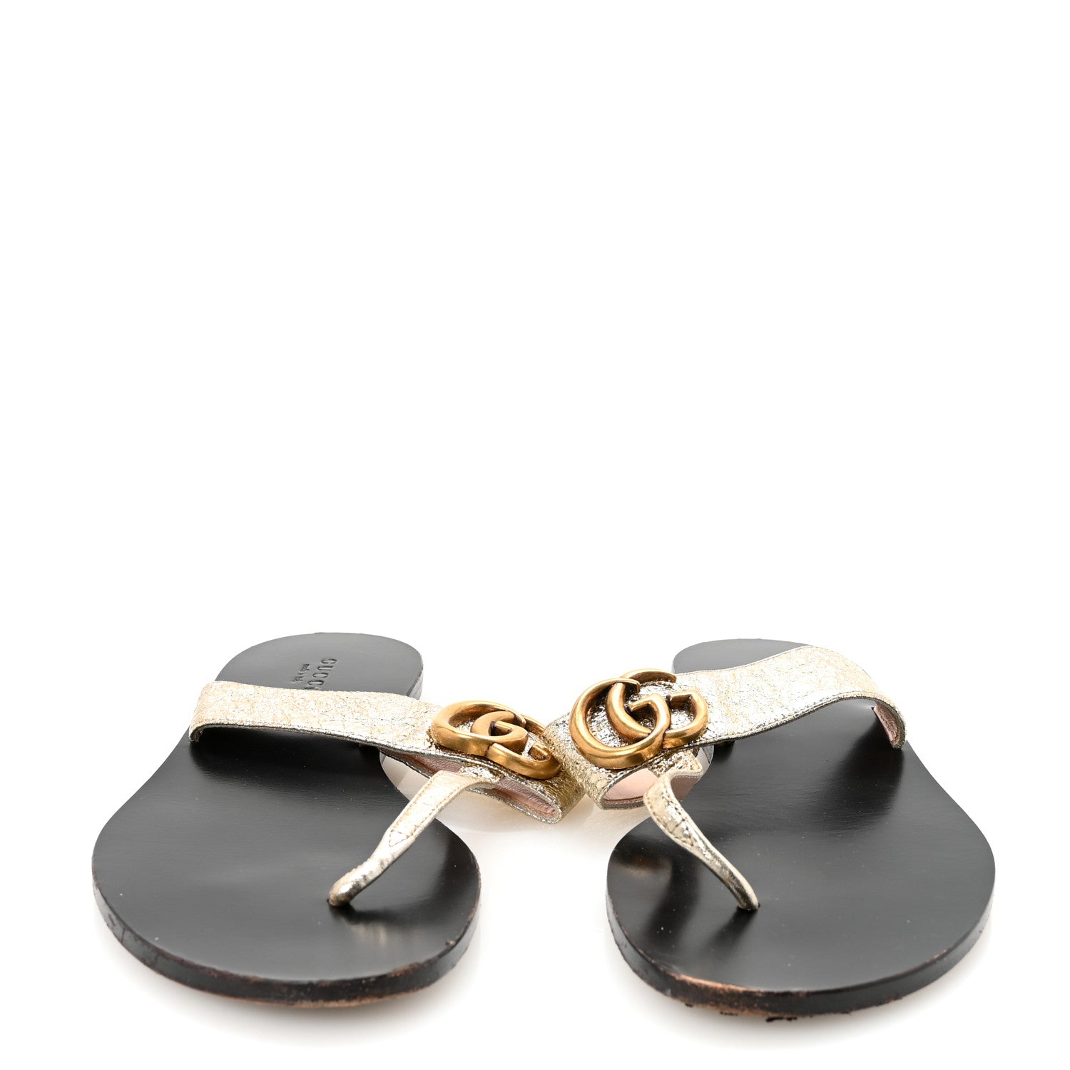 Gucci Nappa Silk Galassia GG Marmont Thong Flat Sandals 38.5 Platino 3 of 8