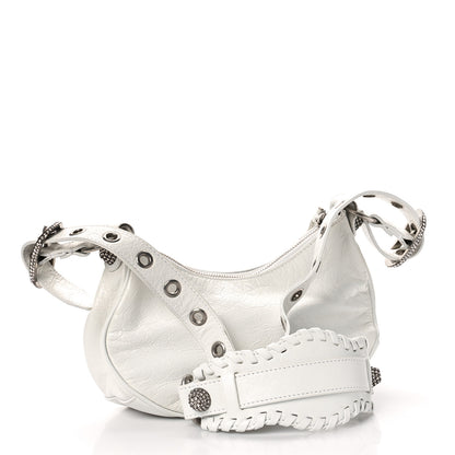 Balenciaga Agneau Arena Crystal Le Cagole Shoulder Bag XS Optic White 5 of 11