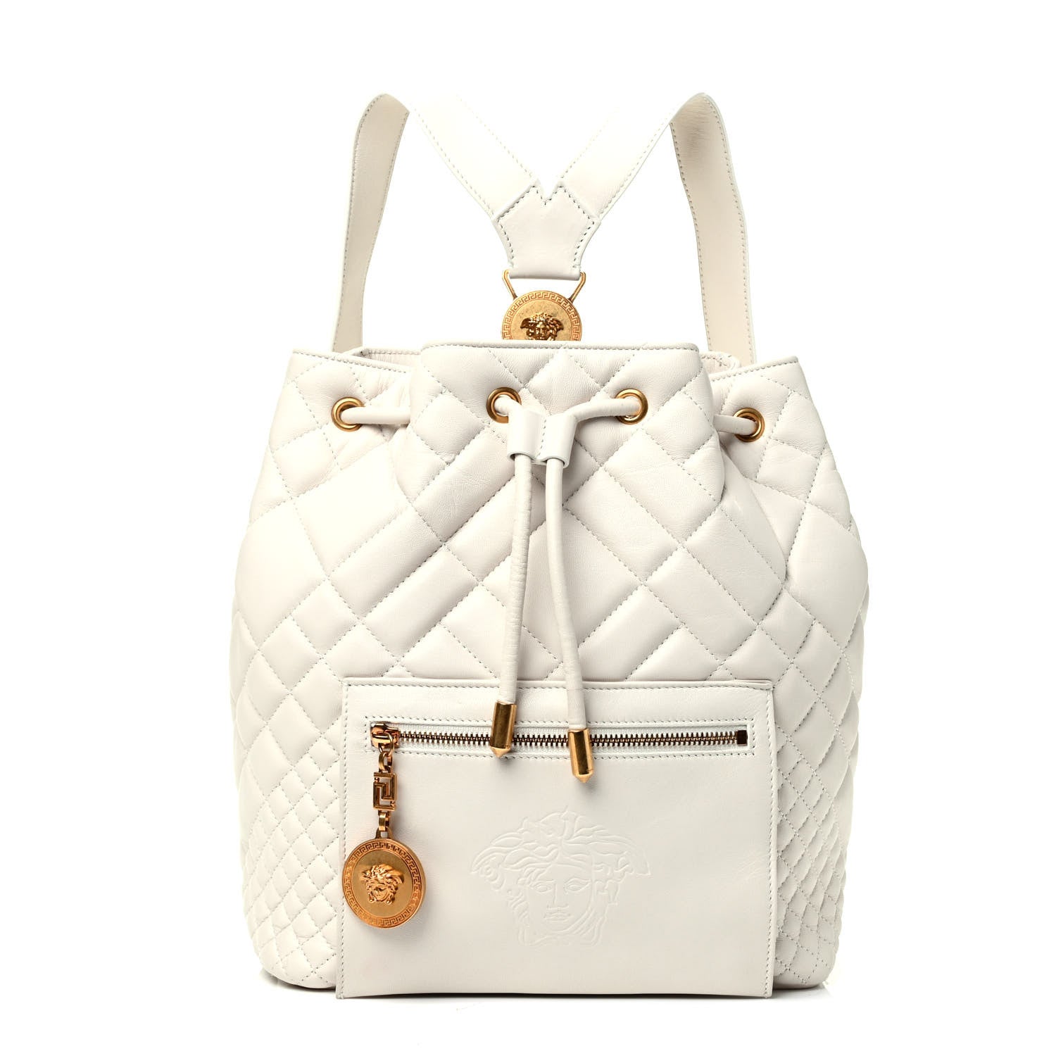 Versace Calfskin Quilted Medusa Backpack White 1 of 4