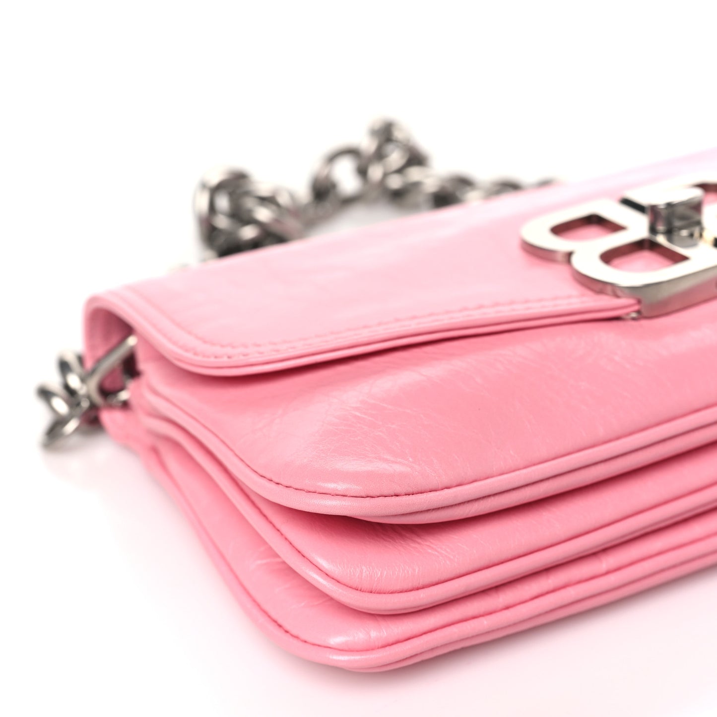 Peach Calfskin Small BB Soft Flap Bag Sweet Pink