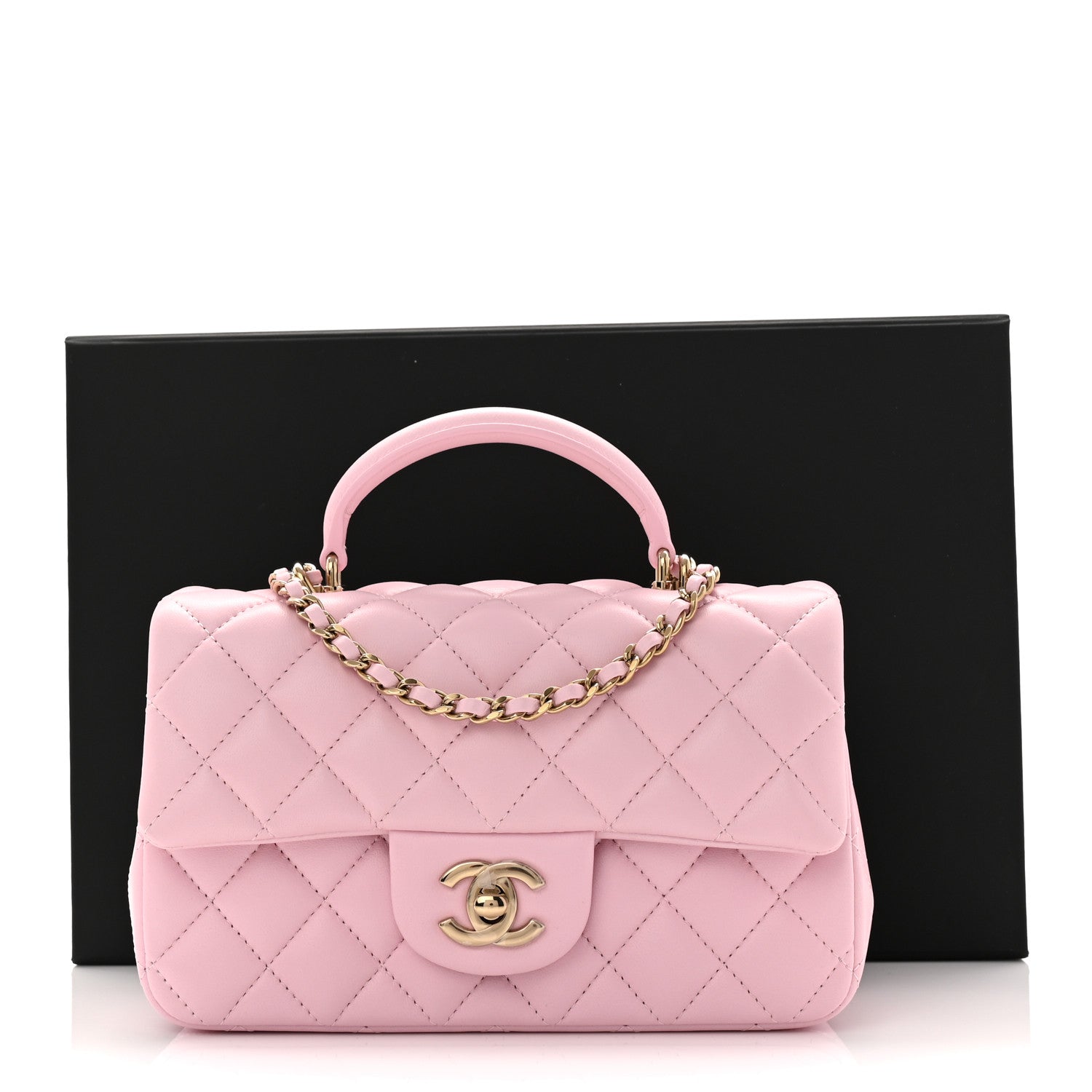 Chanel Lambskin Quilted Mini Top Handle Rectangular Flap Light Pink 11 of 11