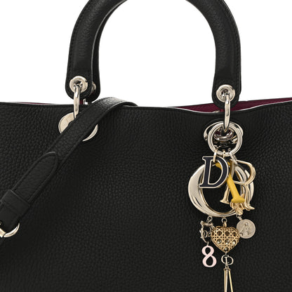 Christian Dior Bullcalf Medium Diorissimo Tote Black Rose Indien 8 of 14
