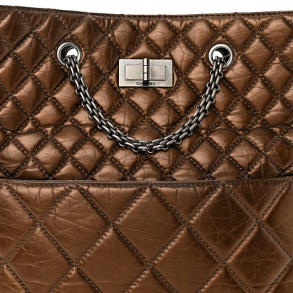 Chanel Metallic Aged Calfskin Quilted Reissue 2.55 Tote Bronze 8 of 10