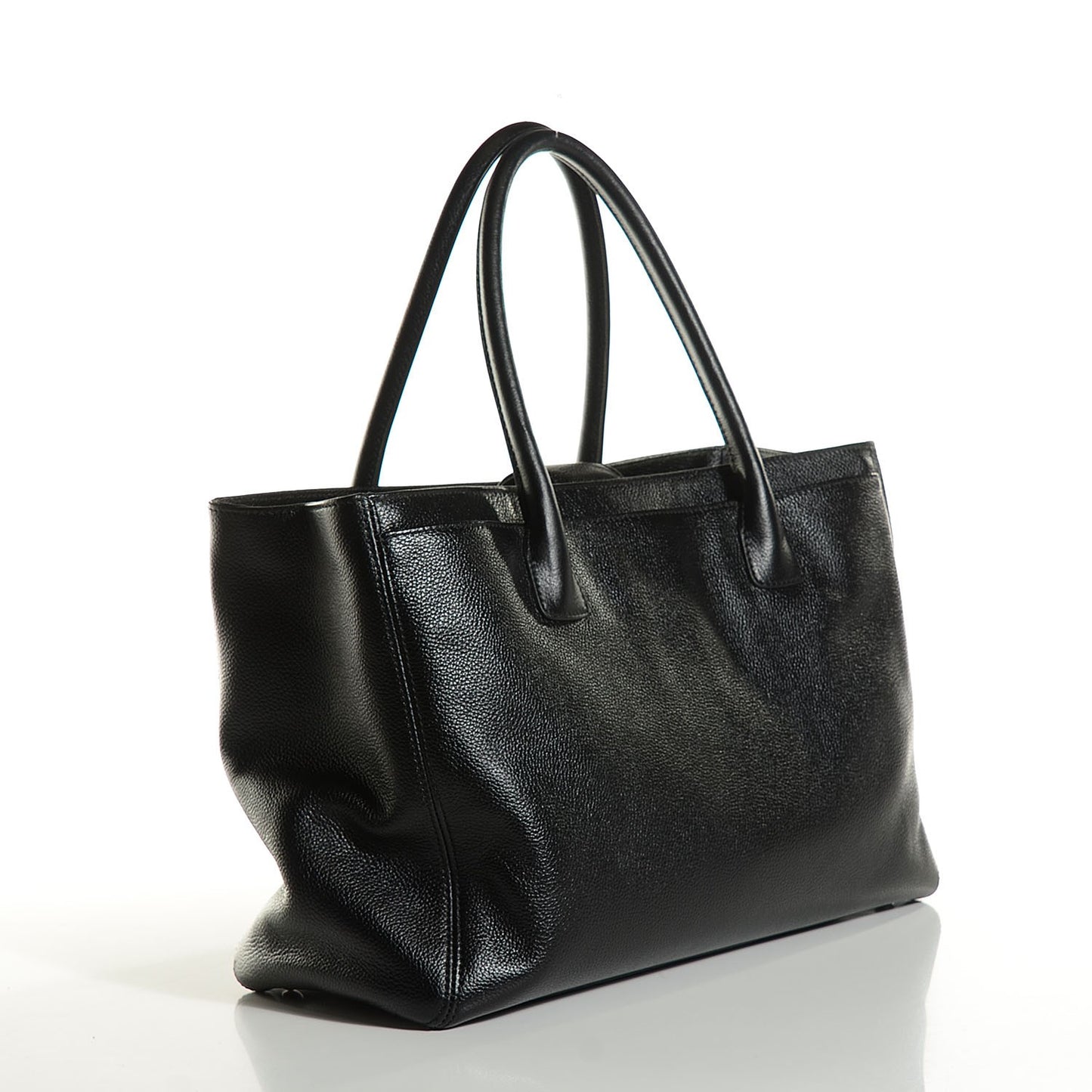 Calfskin Cerf Executive Shopper Tote Black