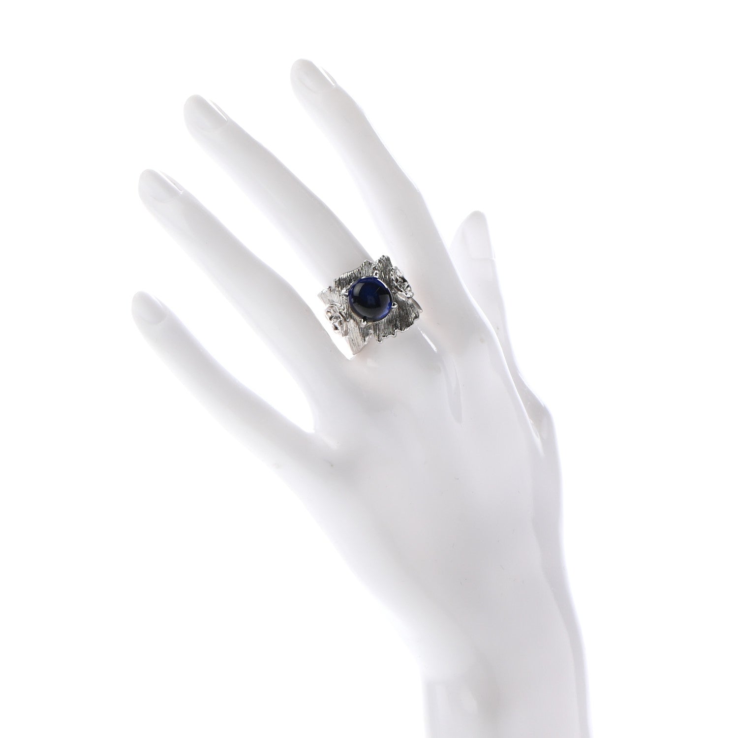 Gucci Metal Crystal GG Ring S Silver Blue 2 of 5