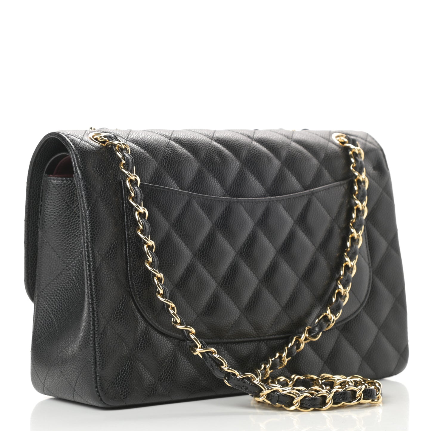 Caviar Quilted Jumbo Double Flap Black