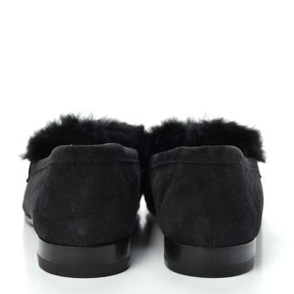 Hermes Mink Fur Suede Goatskin Paris Loafers 36.5 Black 7 of 11