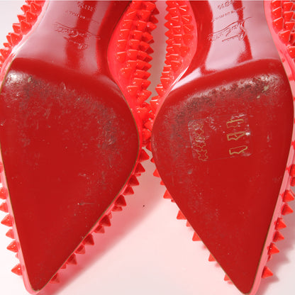 Christian Louboutin Patent Pigalle Plato Spikes 120 Pumps 38.5 Fluo Rose Paris 6 of 8