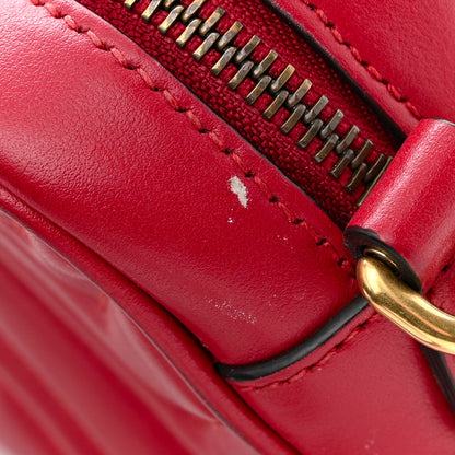 Gucci Calfskin Matelasse Mini GG Marmont Chain Shoulder Bag Hibiscus Red 11 of 12