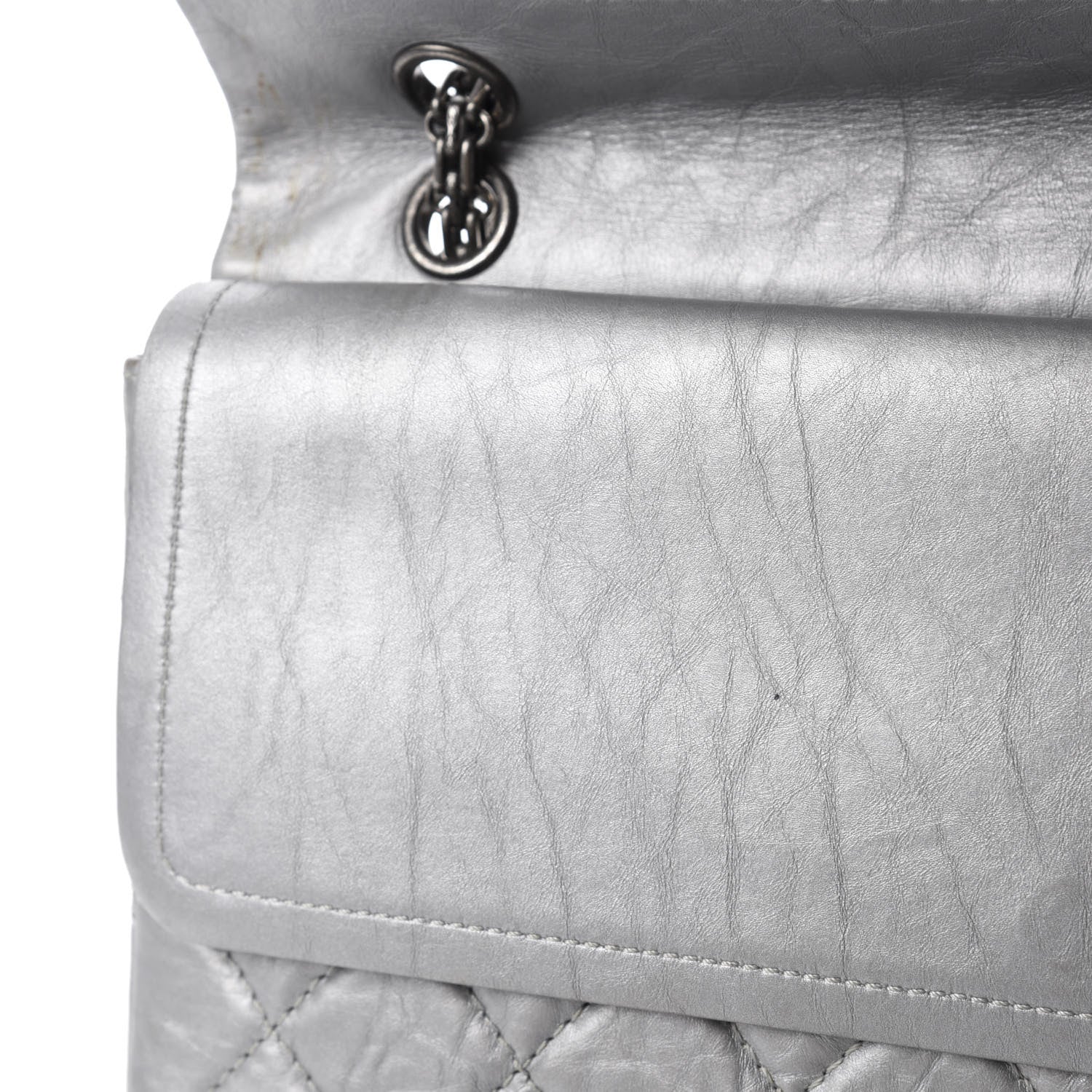 Chanel Metallic Aged Calfskin Quilted 2.55 Reissue 227 Flap Argent Fonce 10 of 23