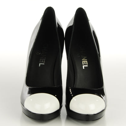Chanel Patent Cap Toe Pumps 38.5 Black White 2 of 8