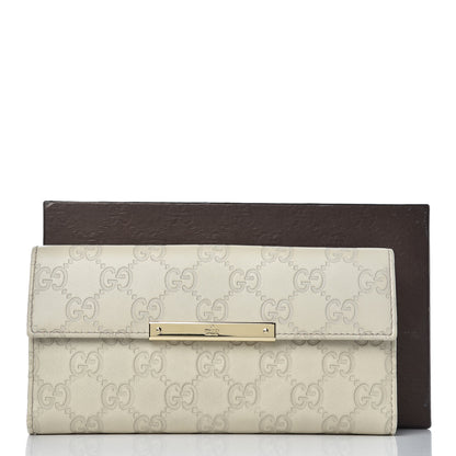 Gucci Guccissima Margaux Calfskin Metal Bar Continental Flap Wallet Mystic White 10 of 10