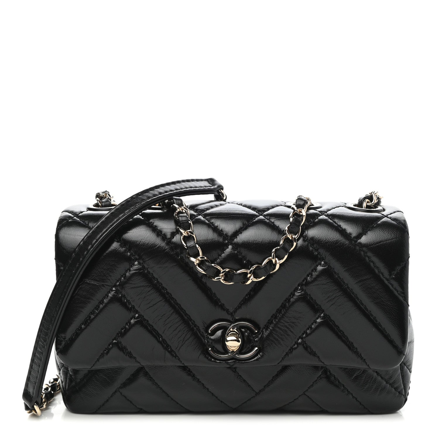 Chanel Shiny Lambskin Quilted Small Montcoco Flap Black 1 of 11