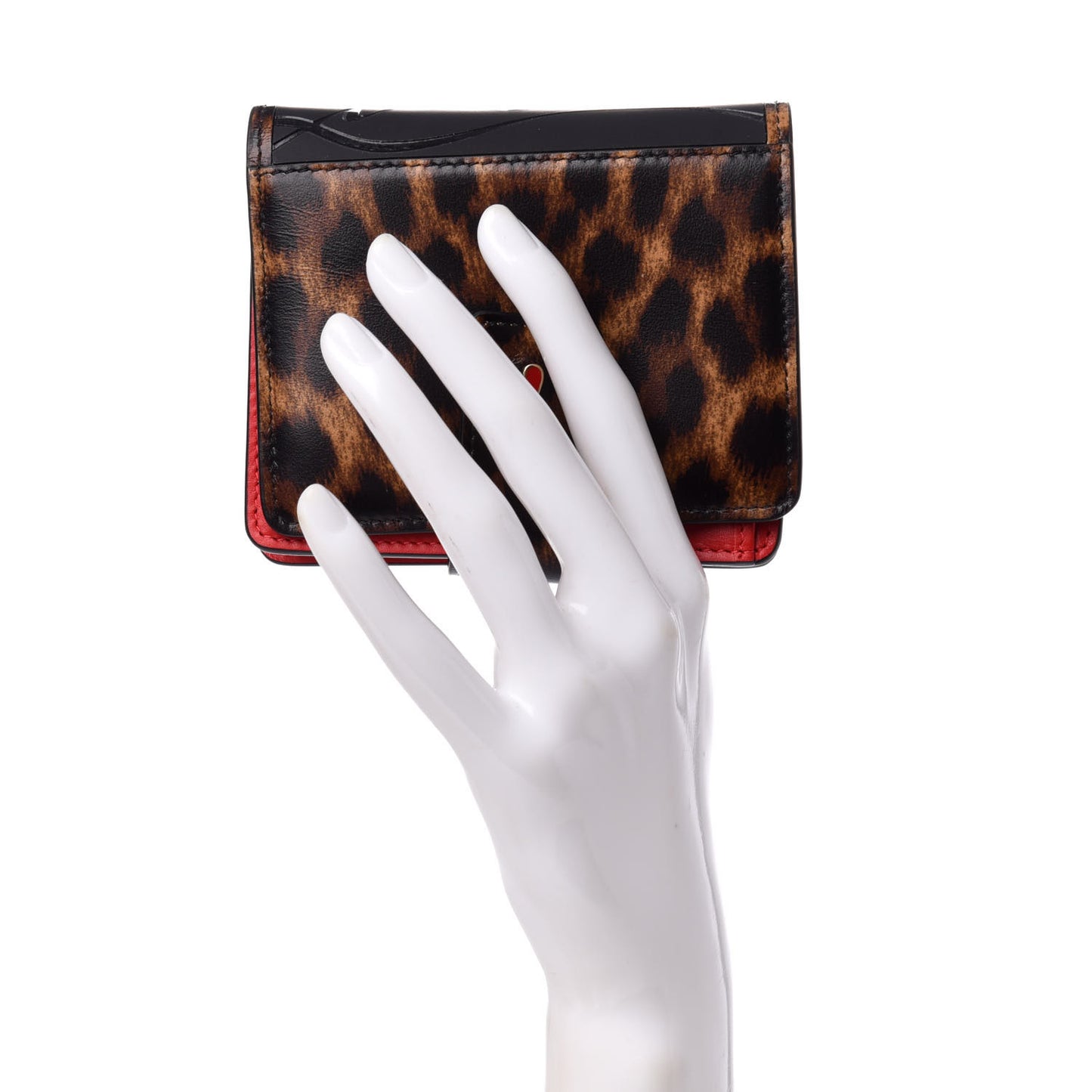 Patent Spiked Mini Paloma Wallet Leopard Black