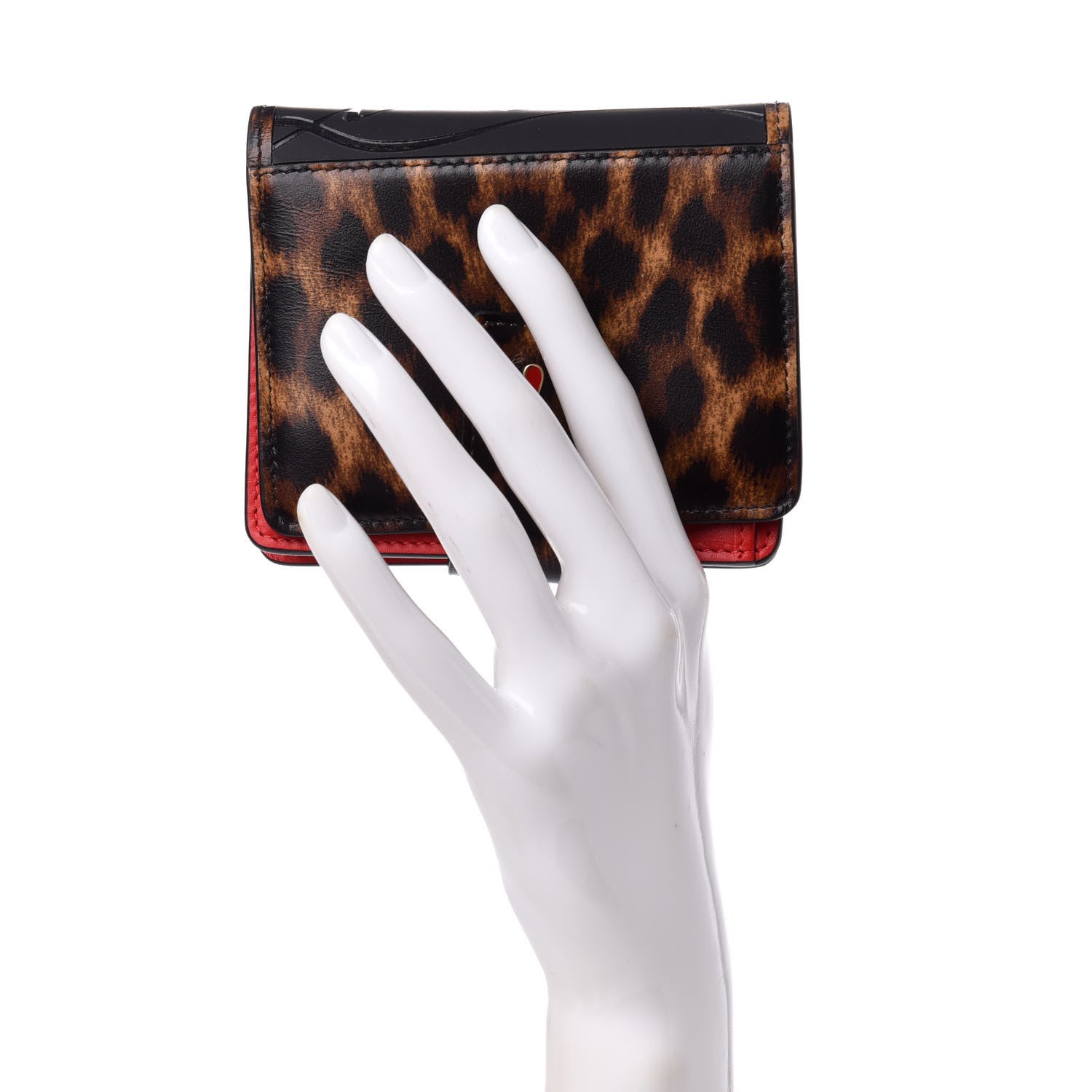 Christian Louboutin Patent Spiked Mini Paloma Wallet Leopard Black 10 of 10