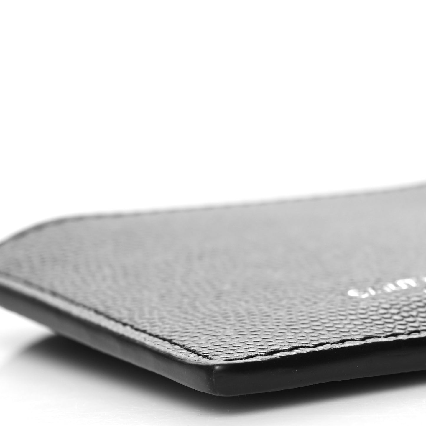 Grained Calfskin 5 Fragments Zip Pouch Card Holder Black