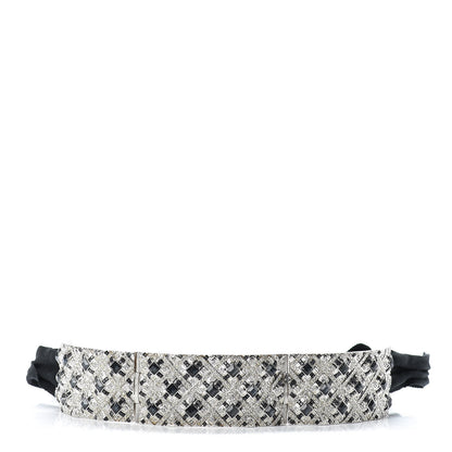 Chanel Crystal Grosgrain CC Choker Necklace Black Silver 1 of 10