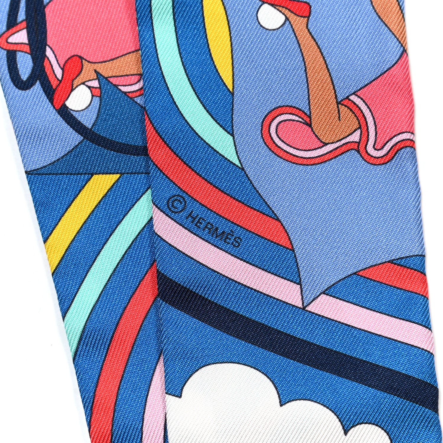 Hermes Silk Carres Volants Twilly Bleu Jaune Vif Multicolor 3 of 5