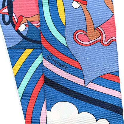 Hermes Silk Carres Volants Twilly Bleu Jaune Vif Multicolor 3 of 5